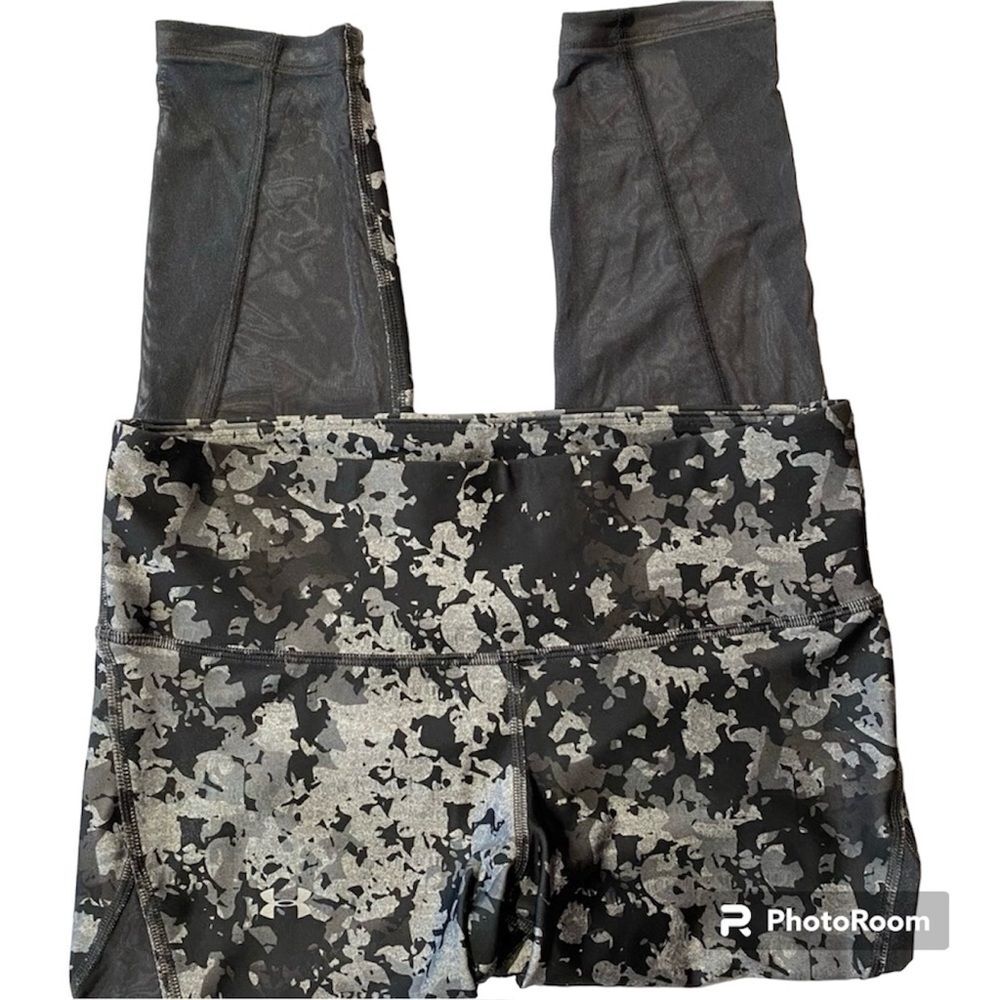 Under Armour Heatgear Compression Mesh Cropped Leggings Size Large - Camo Gray